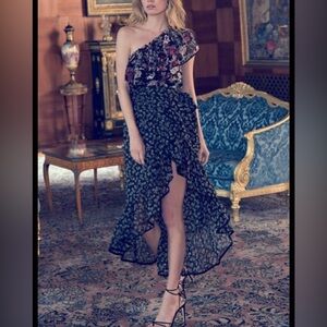 MISA One Shoulder Floral Dress